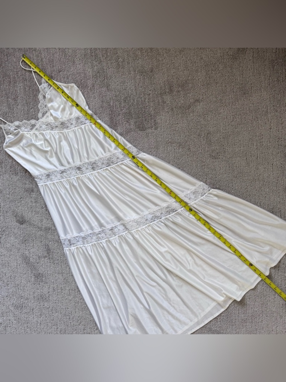 Vintage 70s Henson Kickernick White Lace Slip Dress Nightgown Bridal M - Picture 10 of 11